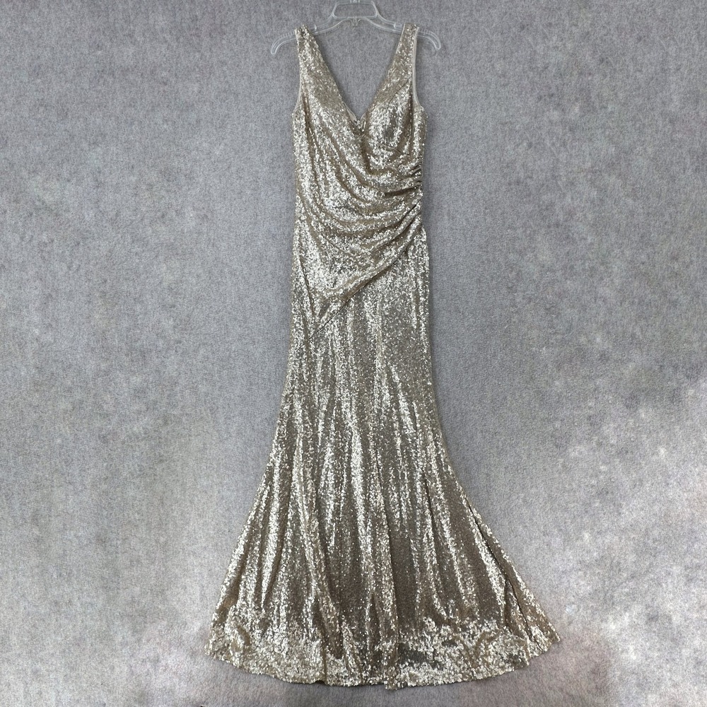 Revelry Champagne Gold Party Bridesmaid Dress Size‎ 10 Long Maxi Sleeveless